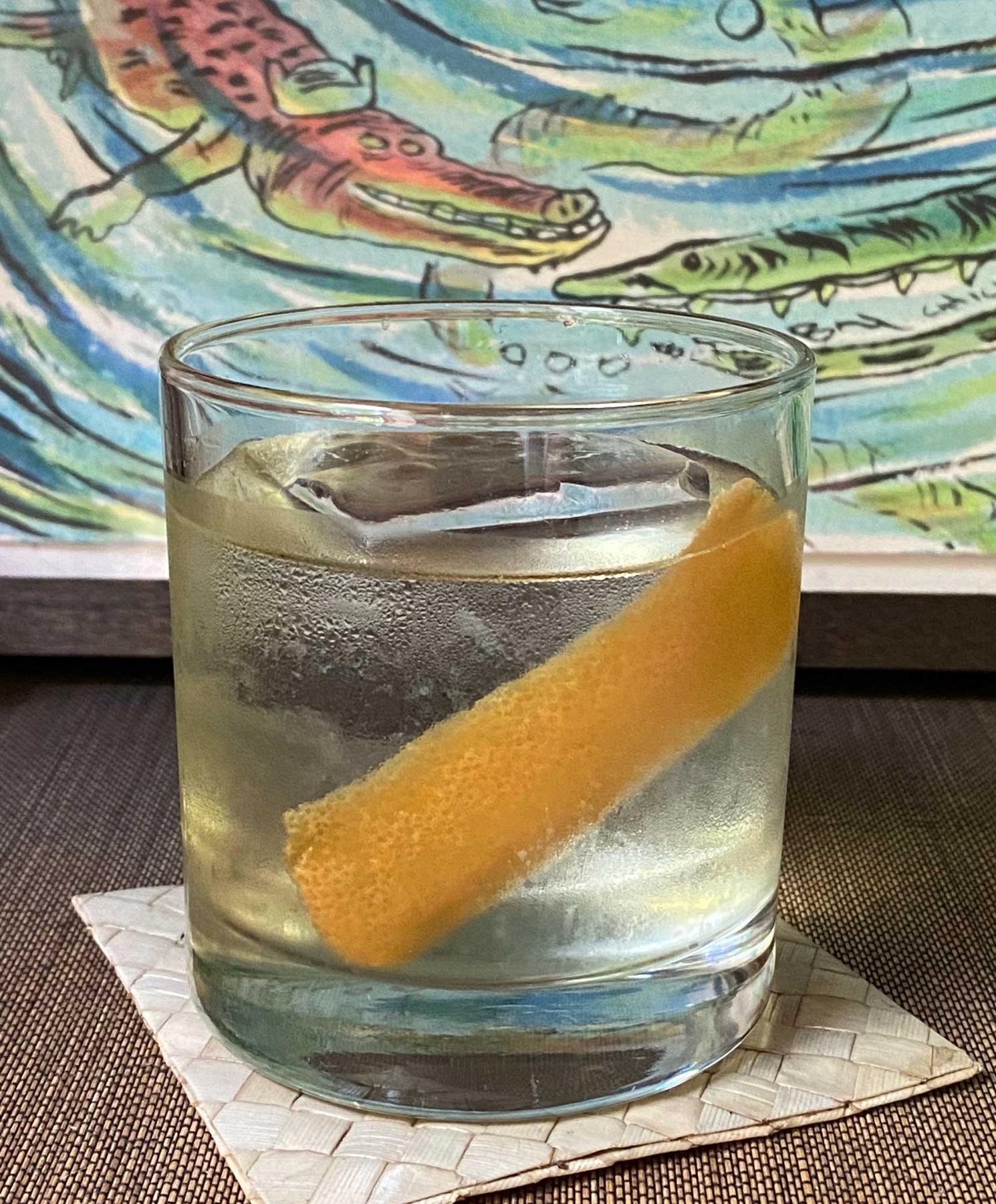 An example of the Little Valiant, the mixed drink (drink), by Will Thompson, Boston, MA, featuring Salers Gentian Apéritif, Cocchi Americano Bianco, orange bitters, lemon juice, and salt; photo by Martin Doudoroff