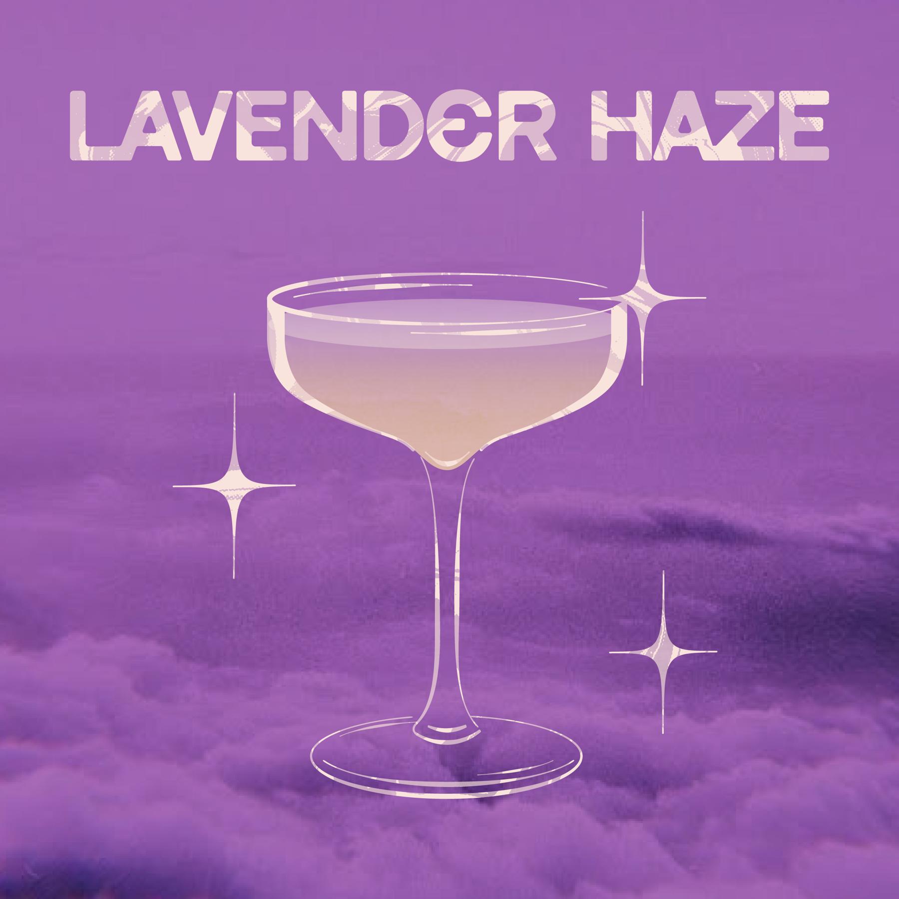 An example of the Lavender Haze, the mixed drink (drink), by Lee Edwards, featuring vodka, syrup, lemon juice, Amaro Alta Verde, syrup, and Peychaud’s Aromatic Cocktail Bitters; photo by Meghan Albers