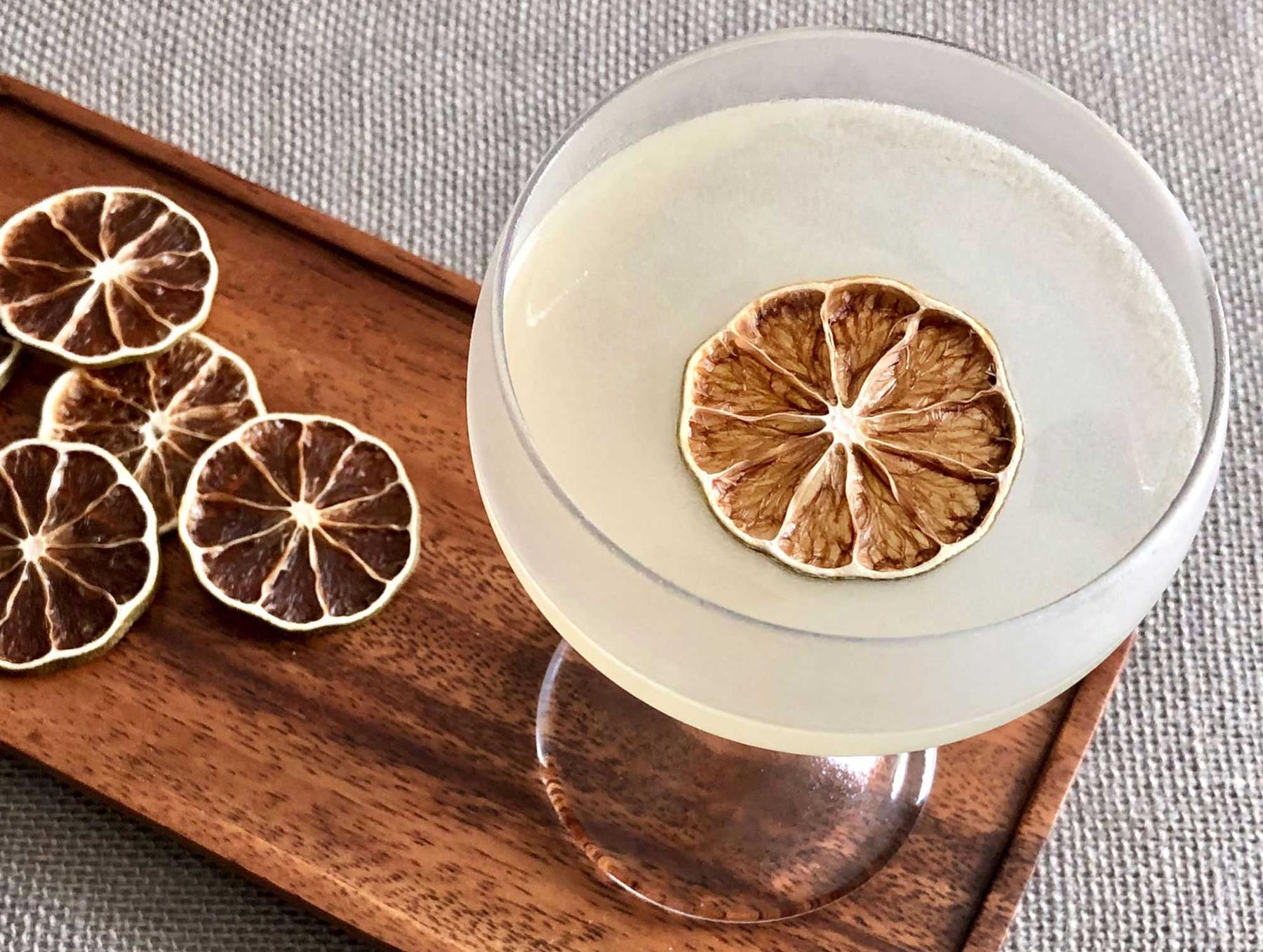 An example of the Last Run, the mixed drink (drink) featuring Dolin Génépy le Chamois Liqueur, Hayman’s London Dry Gin, maraschino liqueur, and lime juice; photo by Lee Edwards