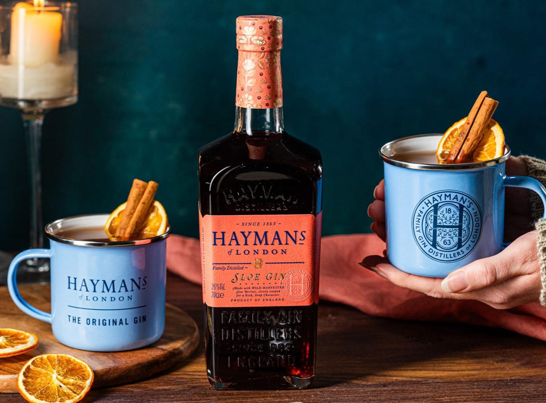 An example of the Mulled Sloe Gin, the mixed drink (drink) featuring red wine, Hayman’s Sloe Gin, honey, St. Elizabeth Allspice Dram, cinnamon stick, and apple slice
