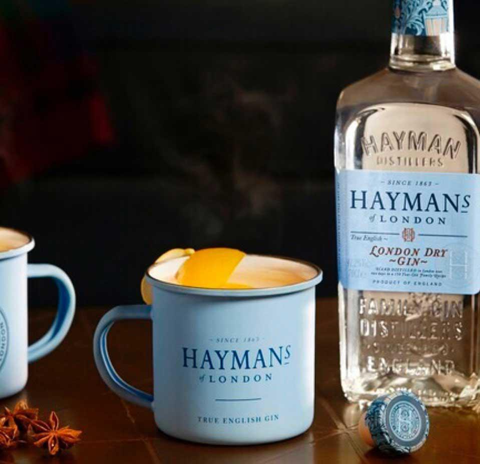 An example of the Hayman’s Hot G&T, the mixed drink (drink) featuring hot water, Hayman’s London Dry Gin, and Tomr’s Tonic Syrup; photo by Hayman’s of London